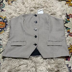 Forever 21 Brown, Black and Cream Houndstooth Strapless Bustier Top